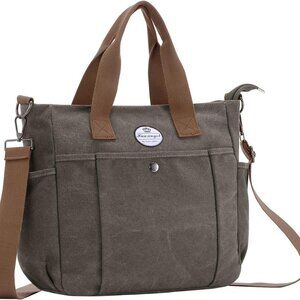 Eco-Friendly Grey Canvas Tote for Women - Lightweight Crossbody and Work Bag